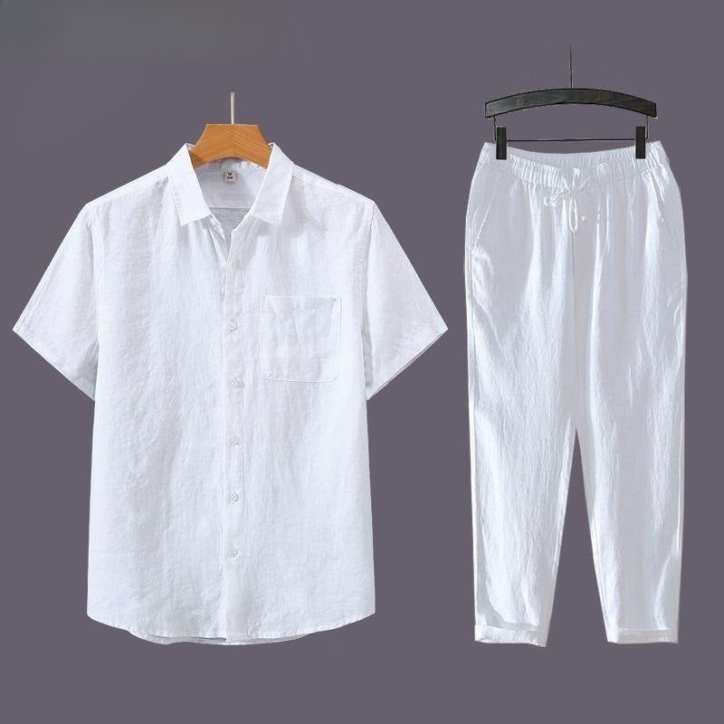 Mens Linen Shirt and Pants Set