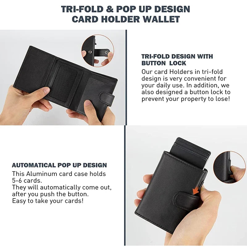 NNEOBA Slim Leather RFID Blocking Wallet with Coin Pocket