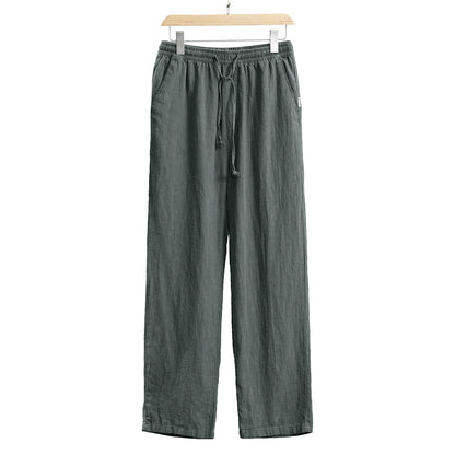 Mens casual cotton linen wide leg pants
