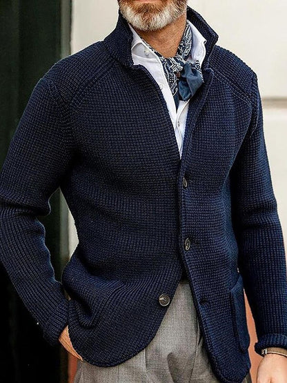 Mens Casual Solid Color Knit Jacket