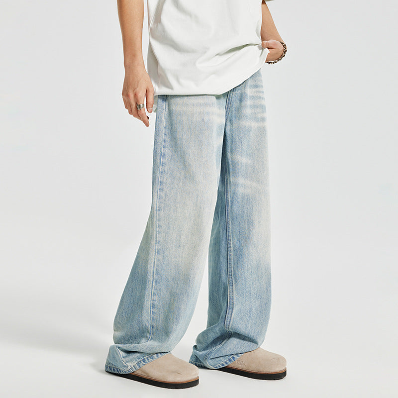 Retro Washed Blue Denim Trousers