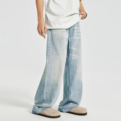Retro Washed Blue Denim Trousers