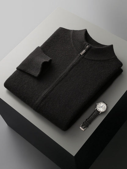 Mens Wool Sweater Zipper Cardigan Set