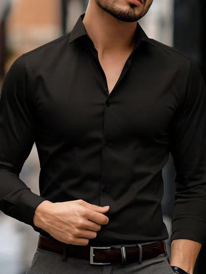 Mens Solid Color Long Sleeve Shirt