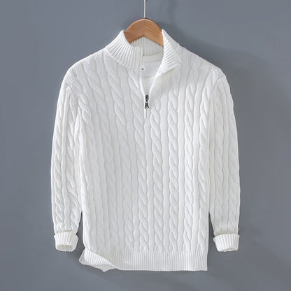 Mens Half Turtleneck Knit Sweater Zipper Pullover