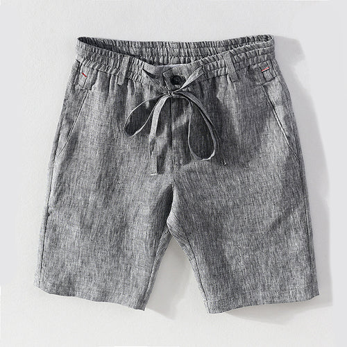 Men's Comfortable Solid Color Linen Mid-Waist Shorts