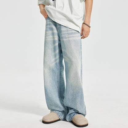 Retro Washed Blue Denim Trousers