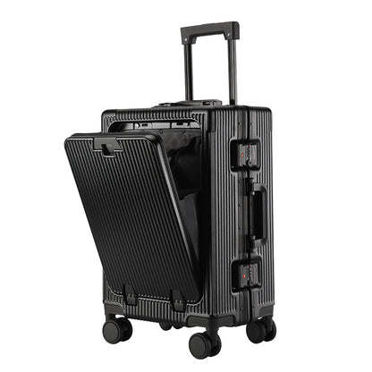 Front Opening Aluminum Frame Luggage Case with USB Charging