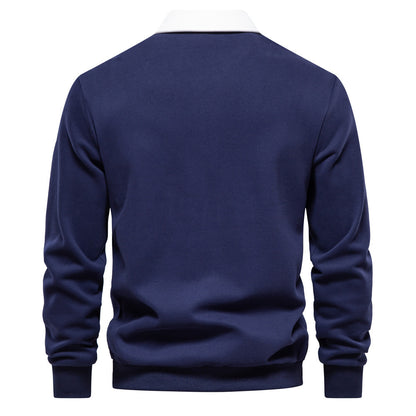 Mens Long Sleeve Polo Shirt Casual Cotton Top