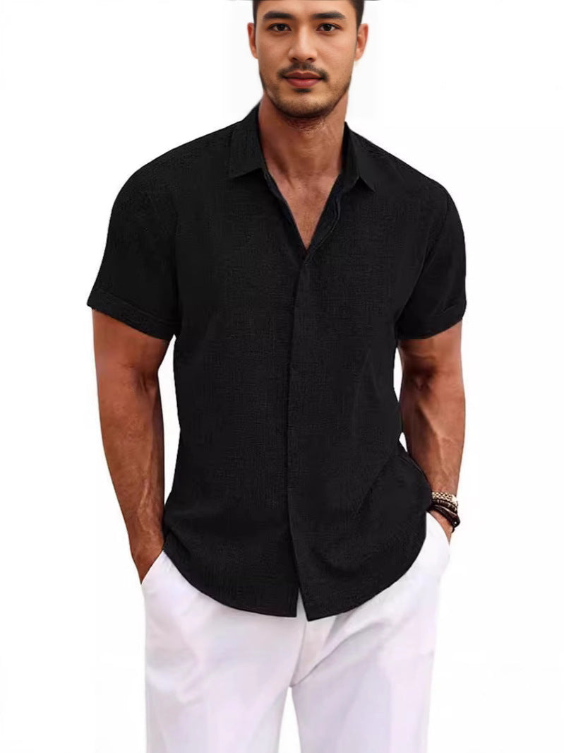 Beach oversized men's short-sleeved shirt