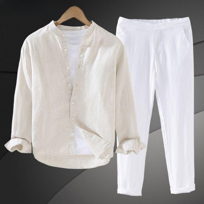 Mens Linen Shirt and Pants Set