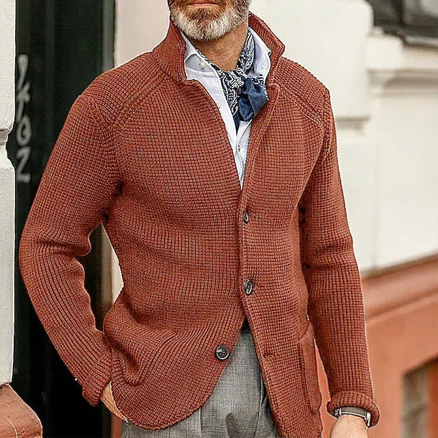 Mens Casual Solid Color Knit Jacket