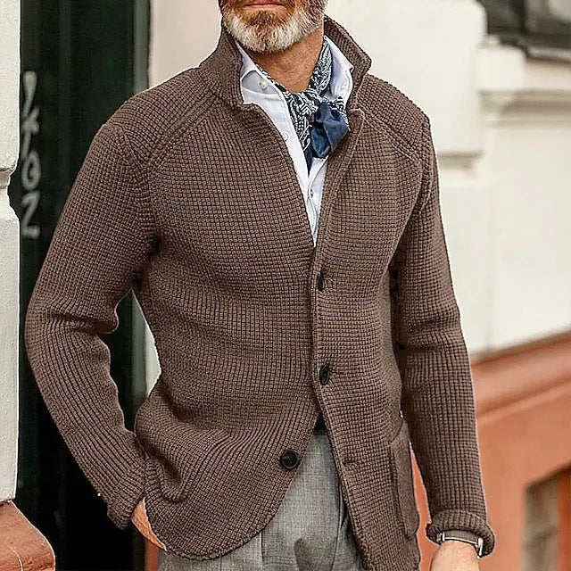 Mens Casual Solid Color Knit Jacket