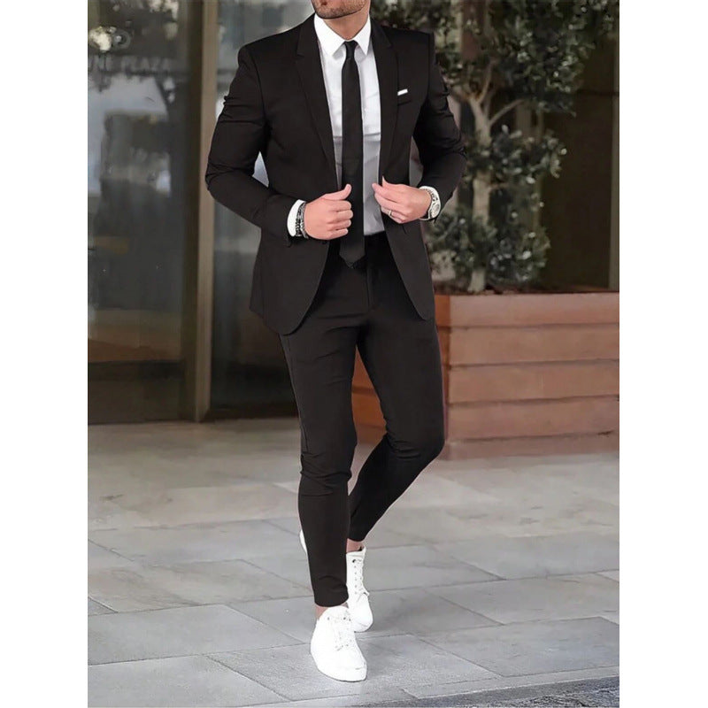 Slim Fit Mens Suit Two-Piece Set
