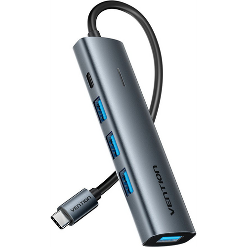 Vention USB-C to USB-C / 4x USB 3.0 Hub 0.15M Gray Aluminum Alloy Type