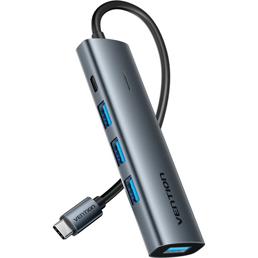 Vention USB-C to USB-C / 4x USB 3.0 Hub 0.15M Gray Aluminum Alloy Type