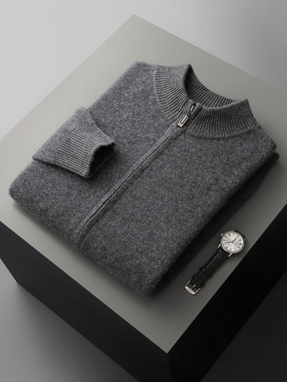 Mens Wool Sweater Zipper Cardigan Set