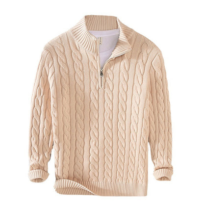 Mens Half Turtleneck Knit Sweater Zipper Pullover