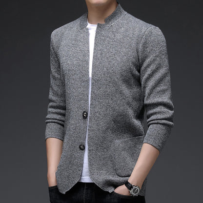 Men Non-Iron Knit Cardigan Long Sleeve Straight Sweater Jacket