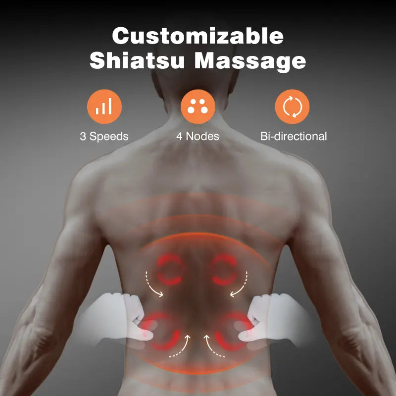 Shiatsu Back Massager with Heat, Electric Massager, Deep Tissue Kneading Relief for Home Office Car, Ultimate Comfort Relaxation, Pain Relief Gift, Grey