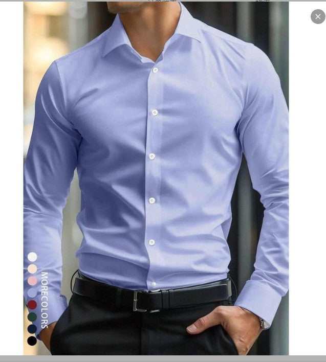 Four-Way Stretch White Button-Down Men's Plus-Size Shirt
