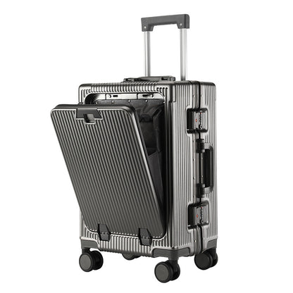 Front Opening Aluminum Frame Luggage Case with USB Charging