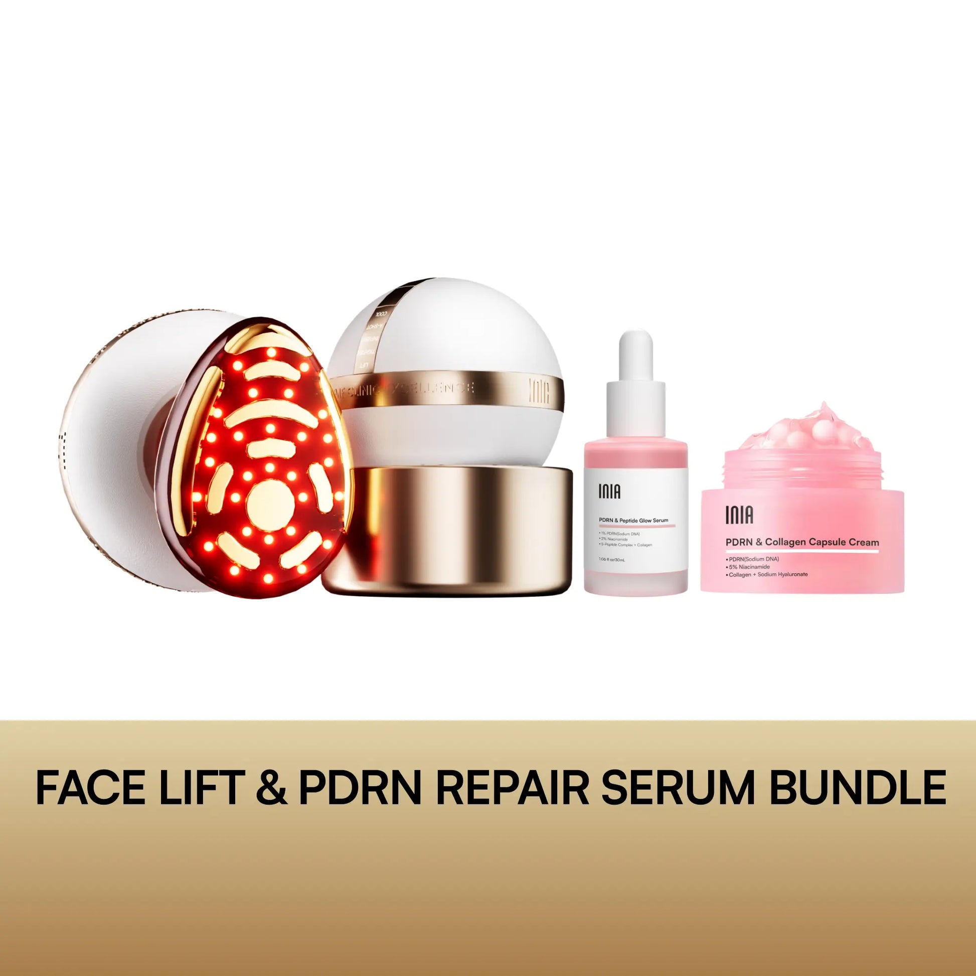 INIA SPHERA & PDRN Peptide Repair Skincare Bundle – RF & LED Anti-Aging Facial Device with EMS Microcurrent, Red Light & Cryo Cooling for Lifting & Firming, plus Peptide Cream & Serum for Deep Repair & Hydration.,Mother'S Day Special Gift