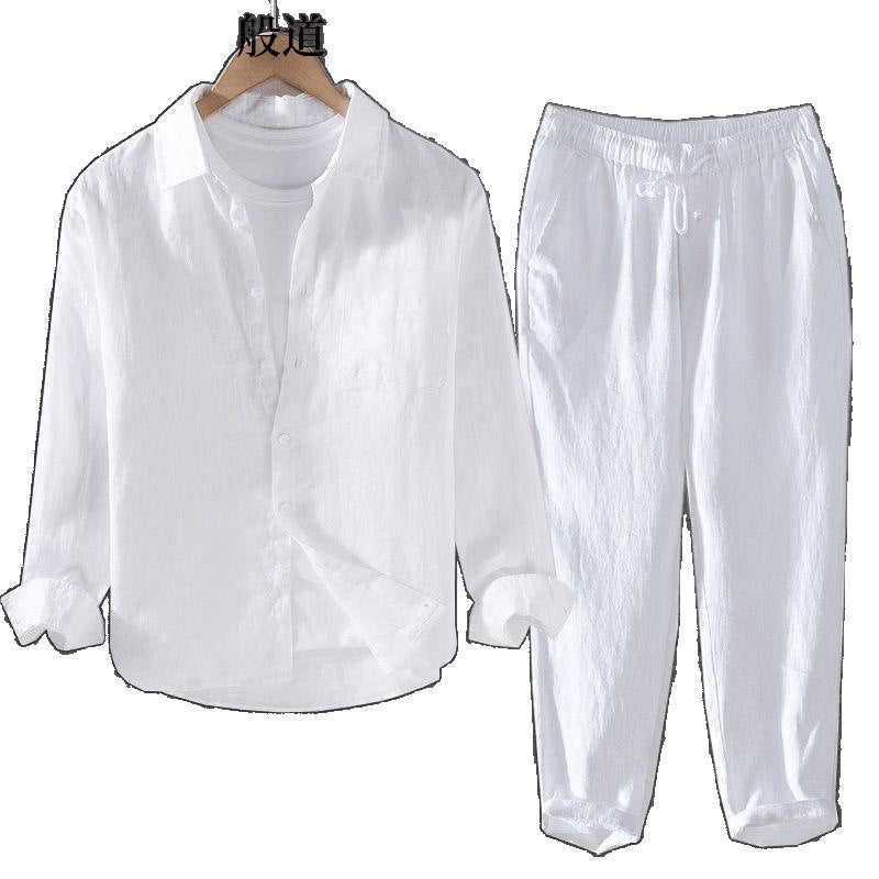 Mens Linen Shirt and Pants Set