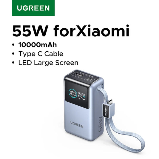 55W Power Bank 10000Mah Type C Cable Portable Fast Charging Powerbank for Redmi Note Xiaomi Mi 14 13 12 Portable Battery