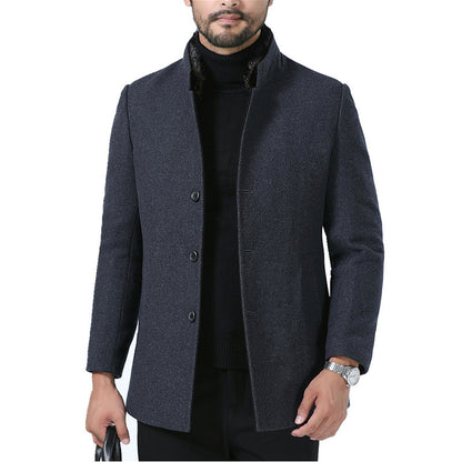 Men's Wool Stand Collar Winter Coat