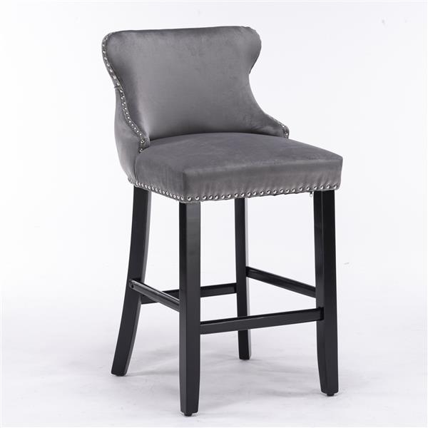 Velvet cushioned wing-back bar chair