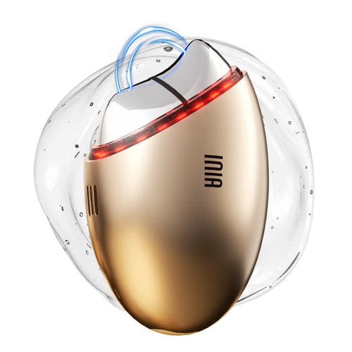 INIA GLACE Microcurrent Lymphatic Drainage Beauty Device | EMS Microcurrent-Activated Deep Drainage with Red & Blue Light, Thermal & Cryo Therapy for Instant De-Puff, Snatched Lift, Face & Neck Sculpting, Summer Beauty Gift Ideas