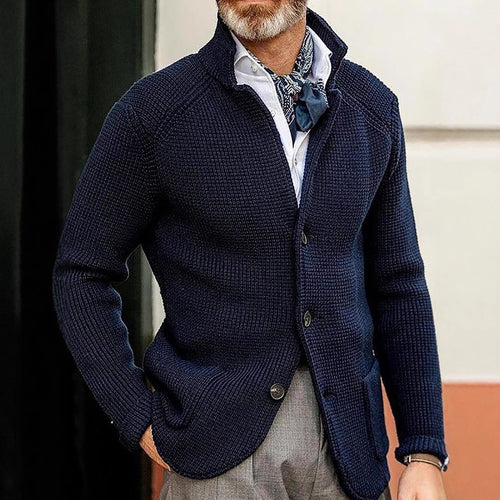 Mens Casual Solid Color Knit Jacket