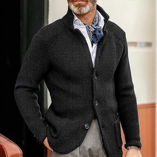 Mens Casual Solid Color Knit Jacket