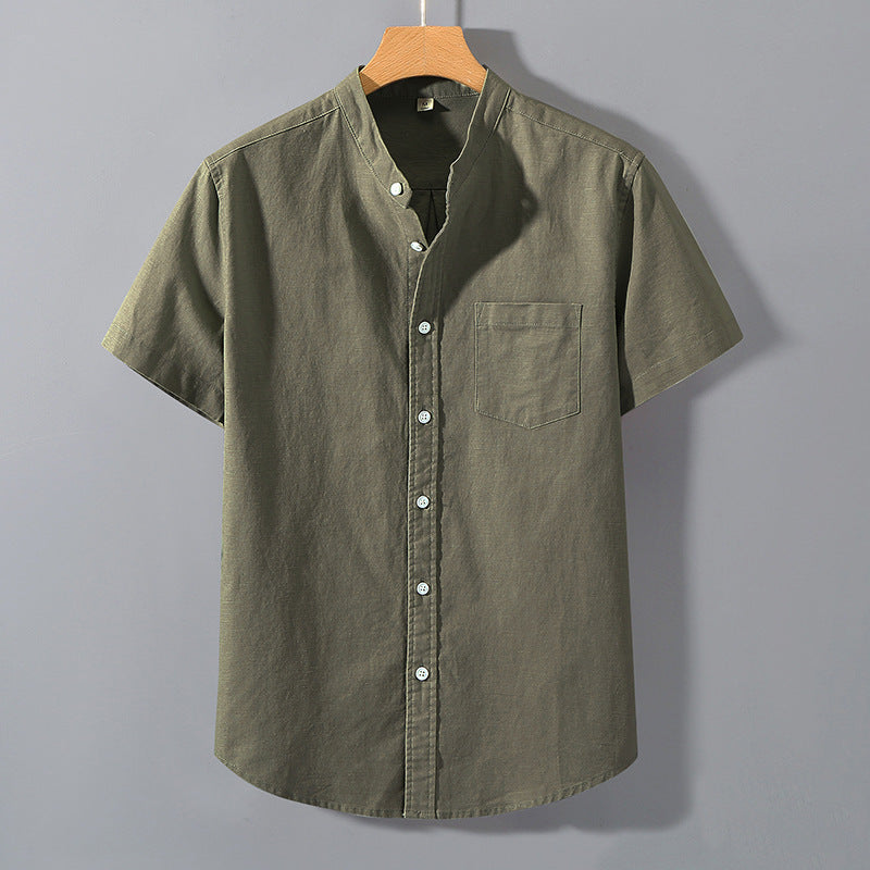 Mens Short Sleeve Linen Blend Shirt