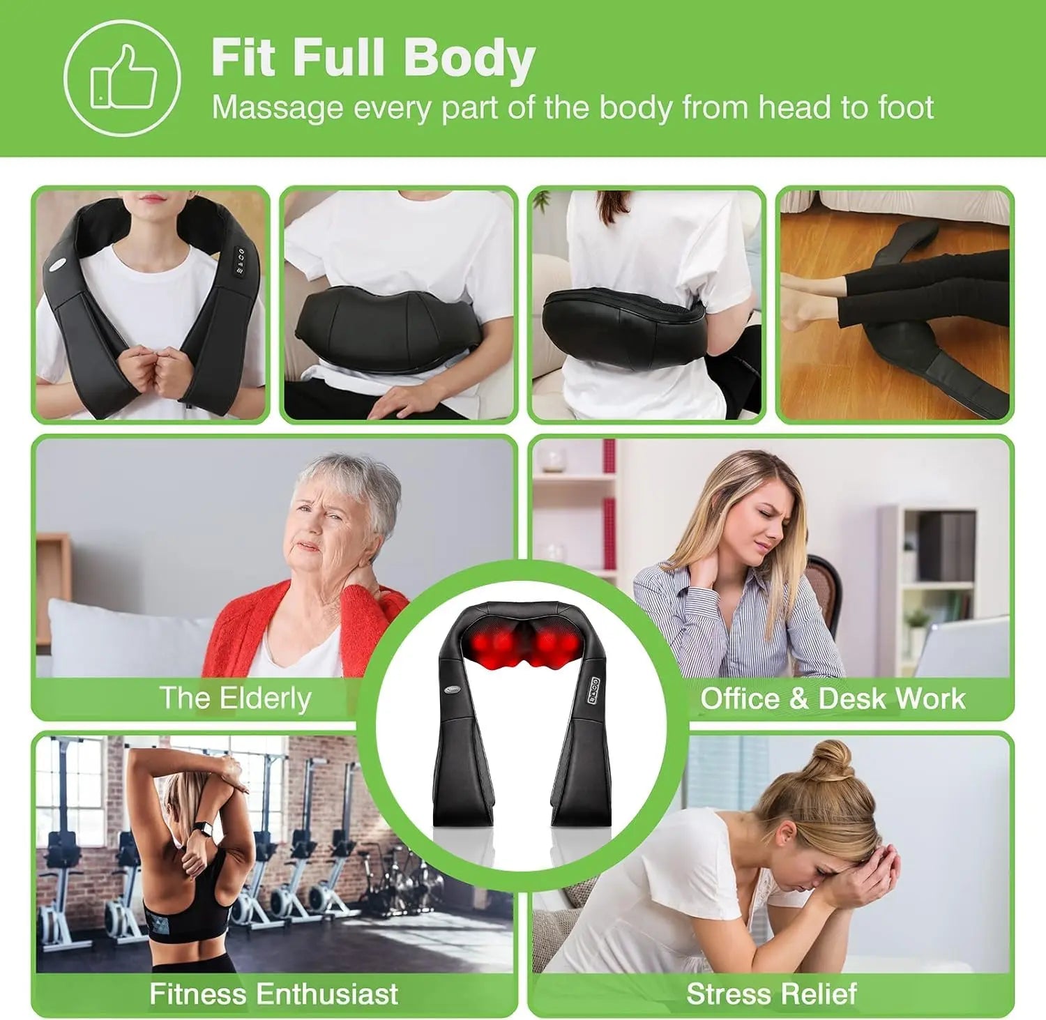 Cotsoco Shiatsu Neck and Back Massager with Heat, Back Shoulder Massager Deep Kneading, Comfort Electric Massager for Home Office Car Use, Gift for Women & Men