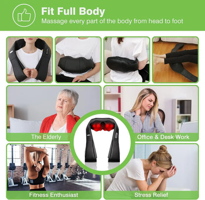 Cotsoco Shiatsu Neck and Back Massager with Heat, Back Shoulder Massager Deep Kneading, Comfort Electric Massager for Home Office Car Use, Gift for Women & Men