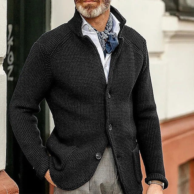 Mens Casual Solid Color Knit Jacket