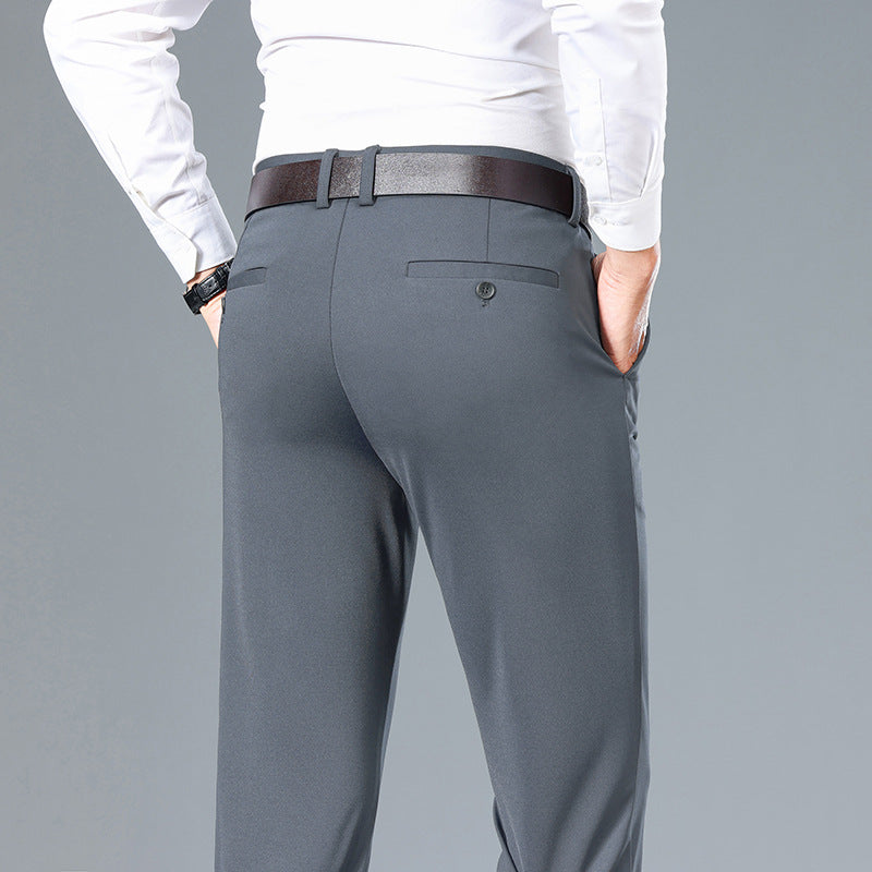 Elastic Straight Leg Casual Trousers for Men