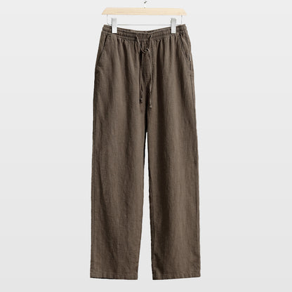 Mens casual cotton linen wide leg pants