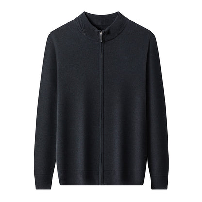 Wool Sweater with Zipper Knit Jacket for Men