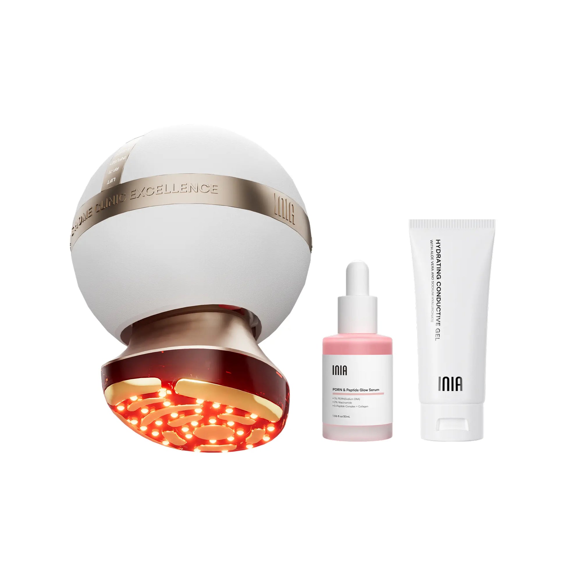 INIA SPHERA & PDRN Peptide Repair Skincare Bundle – RF & LED Anti-Aging Facial Device with EMS Microcurrent, Red Light & Cryo Cooling for Lifting & Firming, plus Peptide Cream & Serum for Deep Repair & Hydration.,Mother'S Day Special Gift