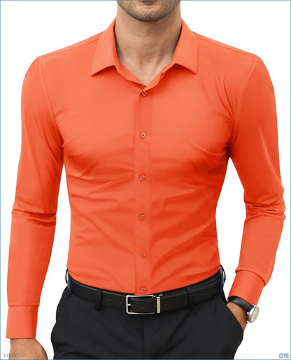 Four-Way Stretch White Button-Down Men's Plus-Size Shirt