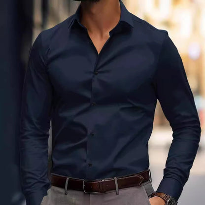 Mens Solid Color Long Sleeve Shirt