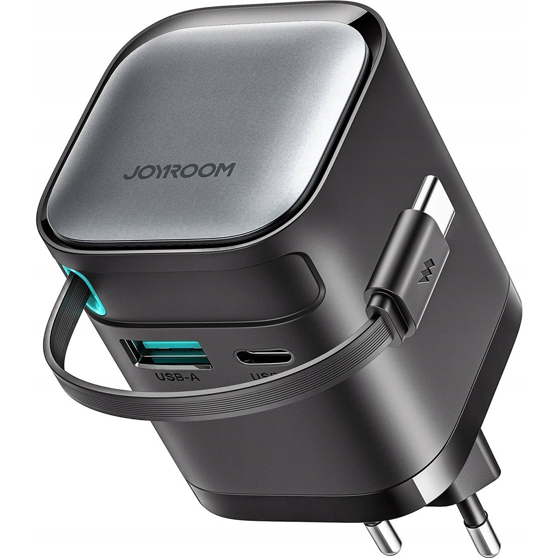 Joyroom TCL02 GaN 65W Charger with Retractable Cable-Bl