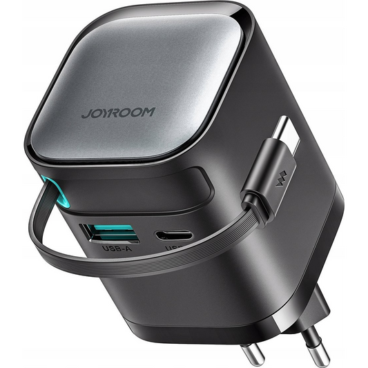 Joyroom TCL02 GaN 65W Charger with Retractable Cable-Bl