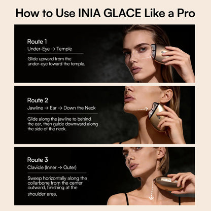 INIA GLACE Microcurrent Lymphatic Drainage Beauty Device | EMS Microcurrent-Activated Deep Drainage with Red & Blue Light, Thermal & Cryo Therapy for Instant De-Puff, Snatched Lift, Face & Neck Sculpting, Summer Beauty Gift Ideas
