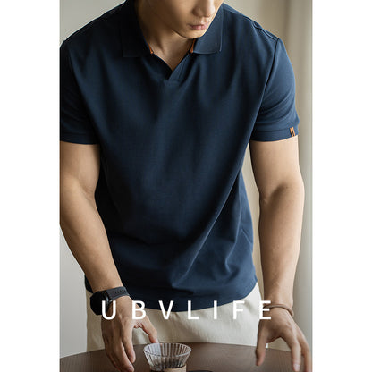 Casual small V-neck polo shirt