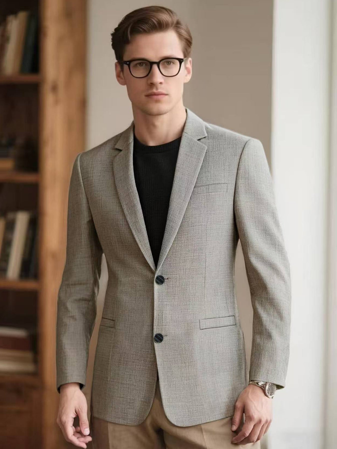 Men's Casual Solid Color Suit Jacket
