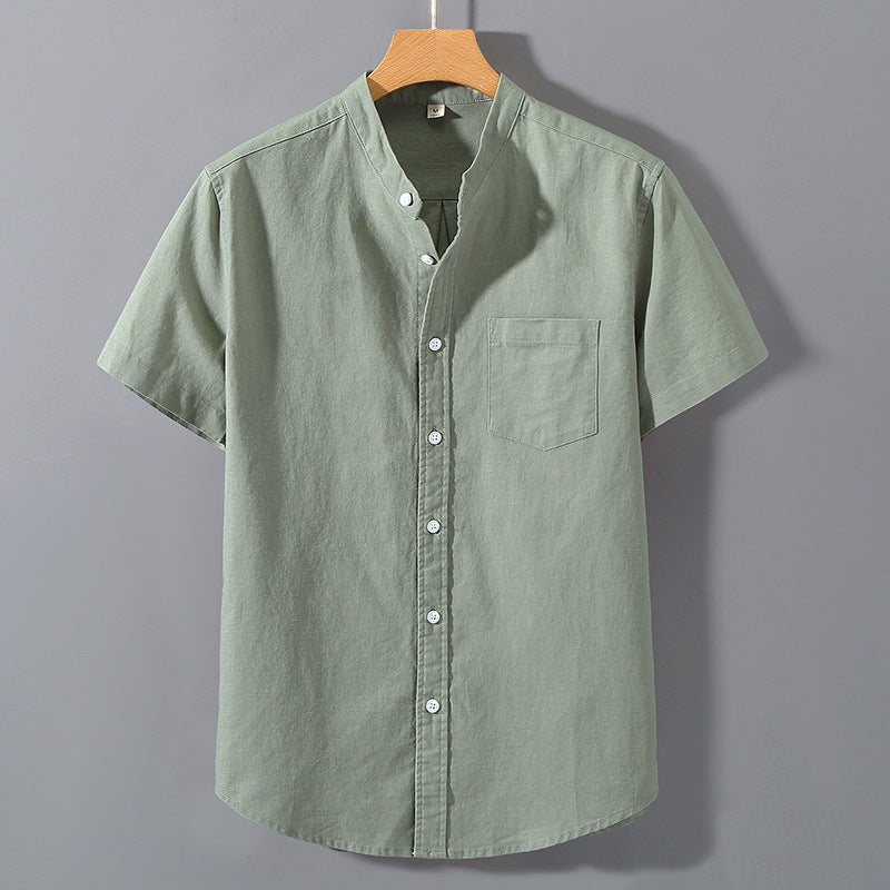 Mens Short Sleeve Linen Blend Shirt